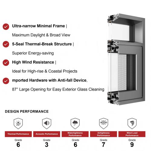 Ventana abatible de aluminio 6063-T5