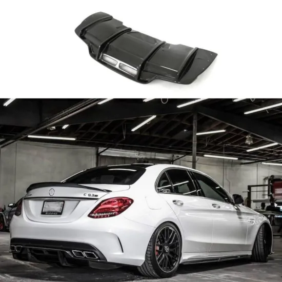 W205 C63 P Style Carbon Fiber Rear Lip Diffuser Fit for C Class 2014-2020