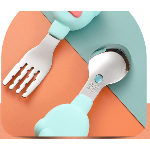 Silicone Baby Fork Spoon Ensemble avec boîtier de transport