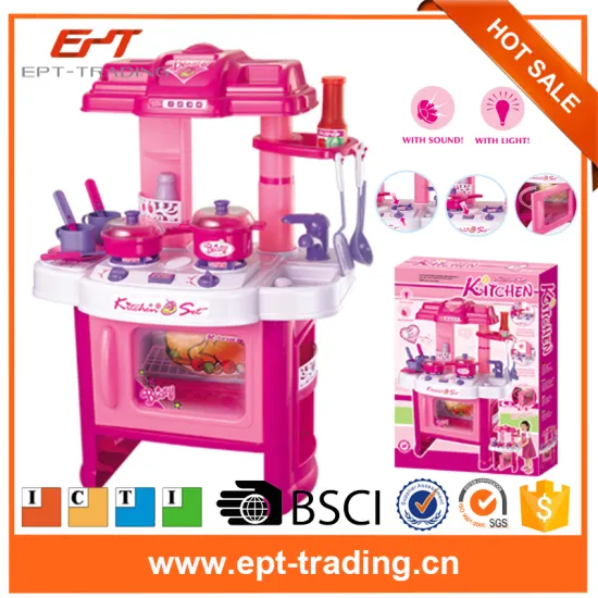 Light musical modern plastic cookware diy kids kitchen toys set