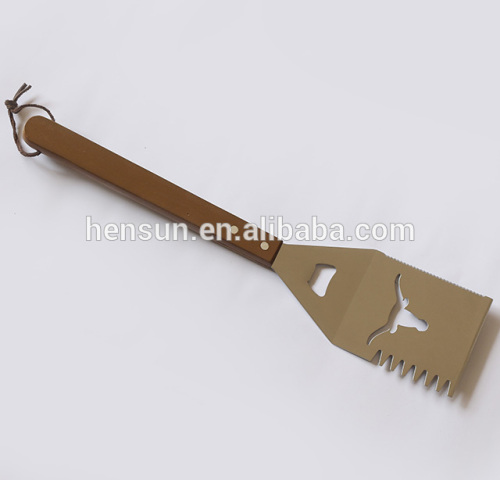 Grilling Turner Wooden Handle Big BBQ Spatula