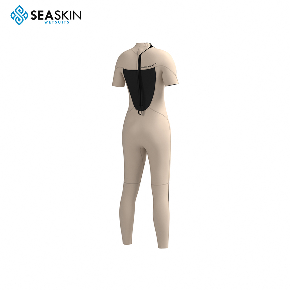 Seaskin Short Sleeve Rear Zip Women's Springsuit Wetsuit