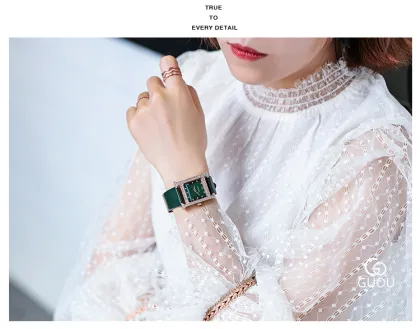 8214 GUOU Temperament Wild Rhinestone Watches Waterproof Quartz Square Shell Pattern Ladies Watch