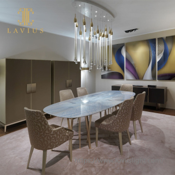 Long drop shape glass pendant light Trendy design glass chandelier for villa dinning room living room