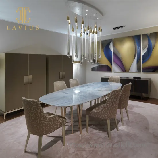 Long drop shape glass pendant light Trendy design glass chandelier for villa dinning room living room