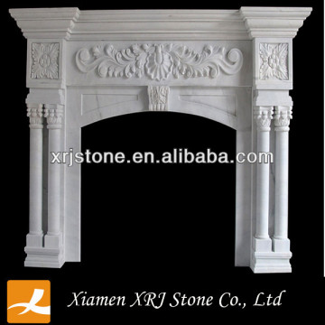 Decorative Caved Natural White Marble Fireplace