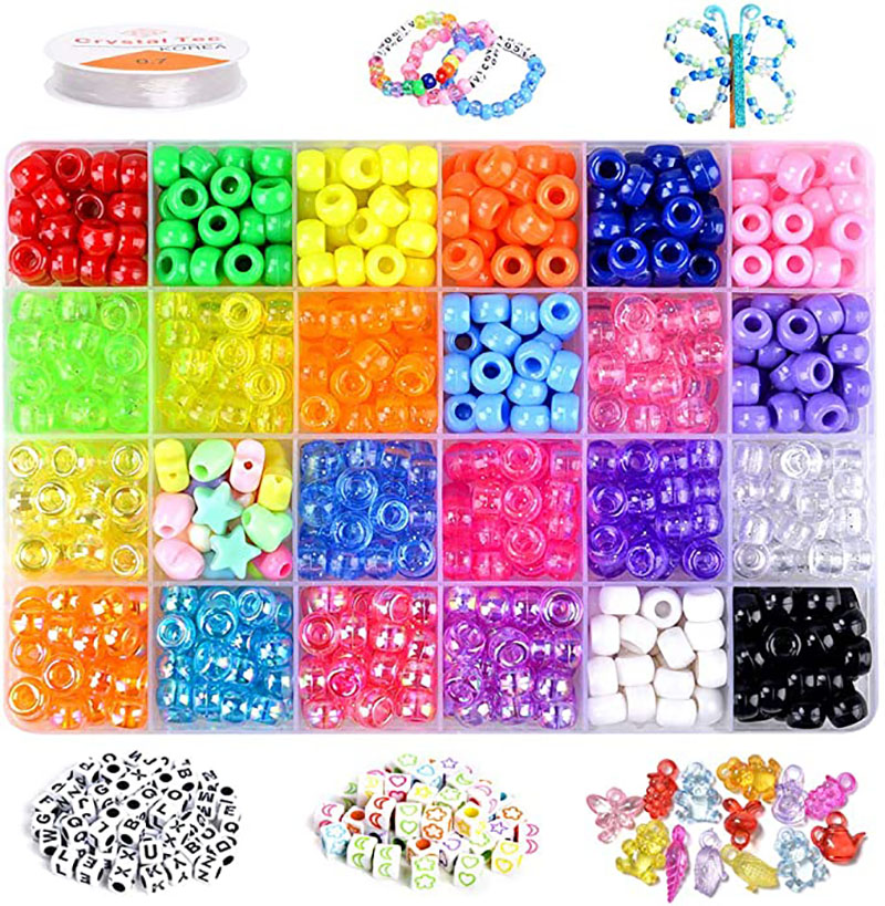 Assorted kids pony beads art kit for bracelet