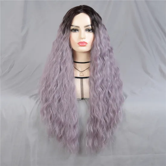 X-TRESS Fashion Long Synthetic Hair Dark Blue Wig Deep Wave  hair wigs Heat Resistant Hairstyle  synthetic hair wig for Women