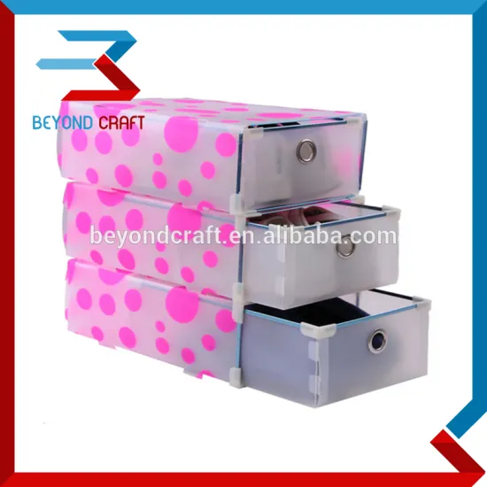 packaging box clear lady PP shoe box with metal frame