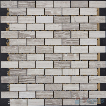 Wooden Gray Polished Subway Medium Brick Marble Mosaic