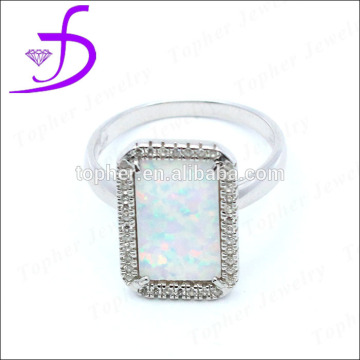Wholesale synthetic white opal 925 silver lady ring