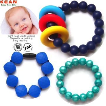 Food grade silicone baby chewable bracelet/bracelet gold/baby toys