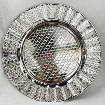 Wholesale Modern Nordic Silver Plastic Charger Plates for Wedding and Home Decor