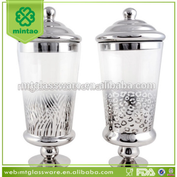 New style silver glass candy jar,glass storage jar