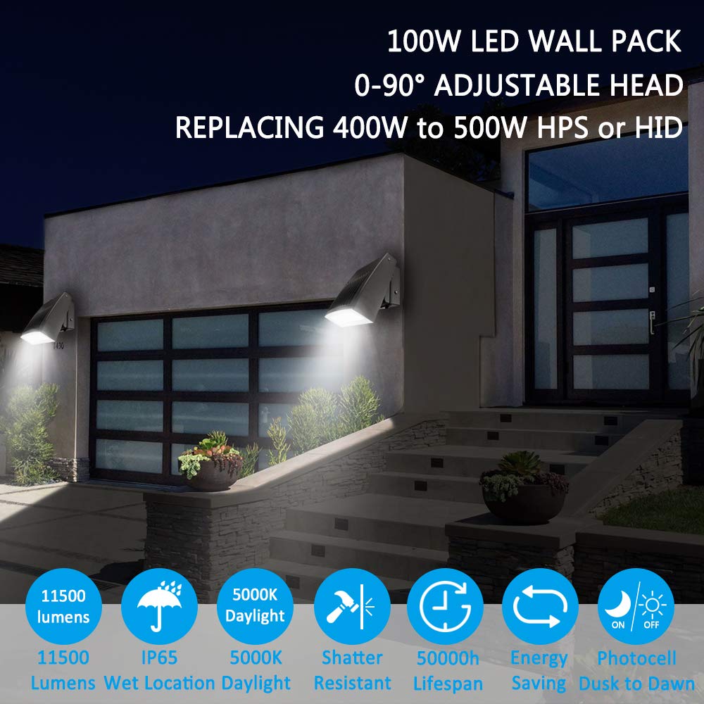 led wall pack light with photocell