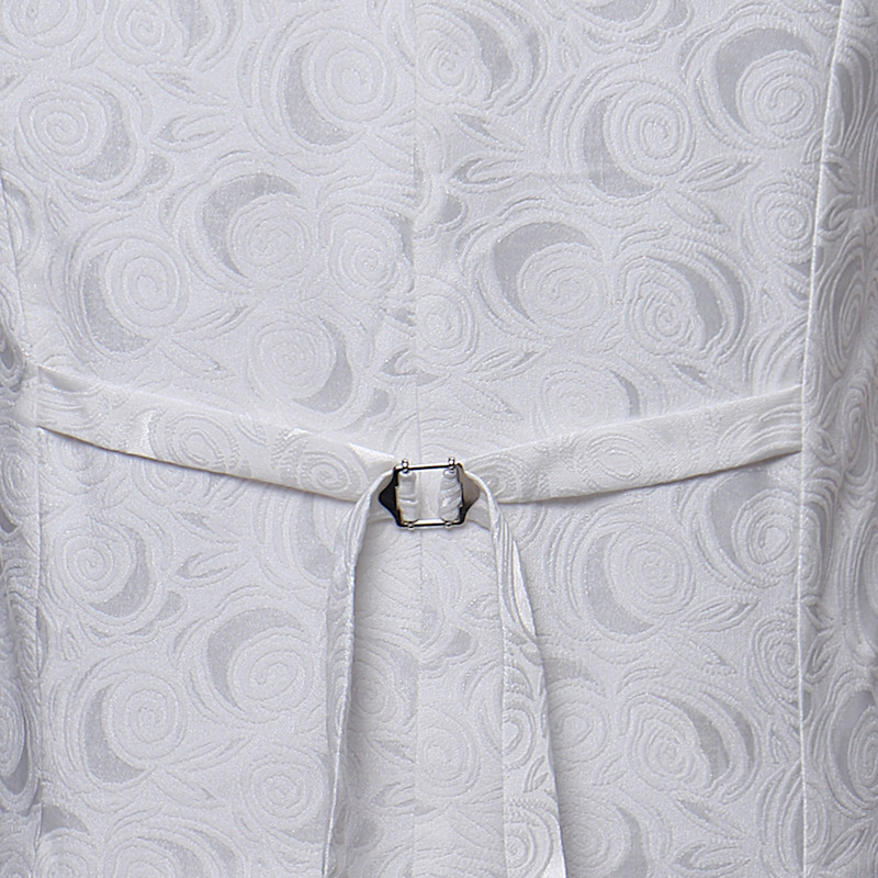 Mens Gentleman White Single Breasted Suit Vest 2018 Fashion Rose Printed Wedding Dress Vest Tuxedo Waistcoat for Business Man