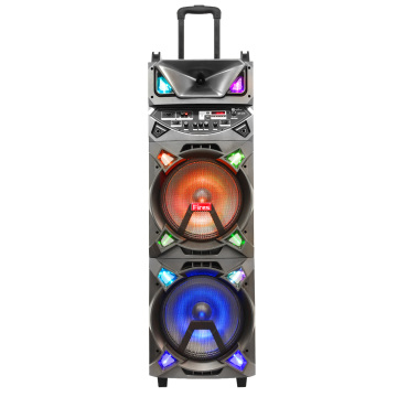 12 Inch Wood Trolley Speakers: Dual Wooden Amplifiers with LED Lights
