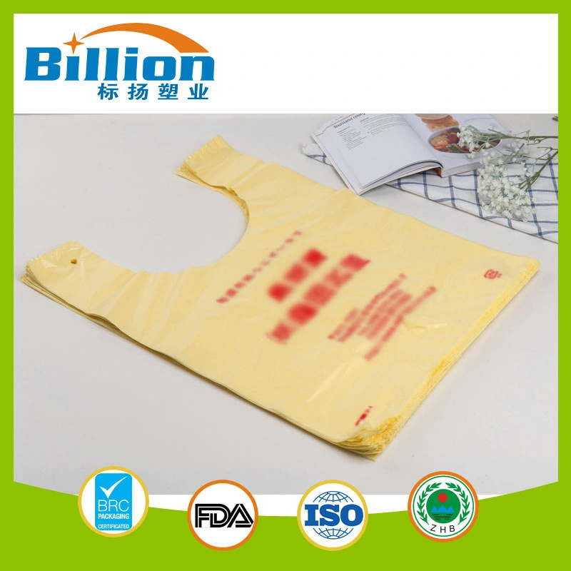 Grocery Biodegradable Wholesale Custom Size Food Grade White PE Plastic Vest Handles Shopping Bags