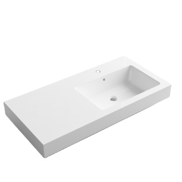Modern European Slope Design Acrylic Solid Surface Polymarble Stone Wall-Mounted Bathroom Wash Basin