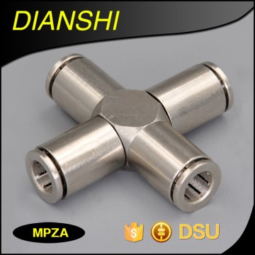 MPZA Metal 4 way push in fittings/Pneumatic metal equal cross pipe fittings