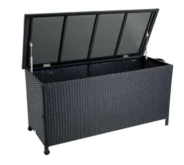 Waterproof Garden Cushion Storage Box with Wicker PE Rattan and Plastic Board