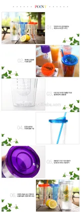 Double Wall Straw Cup,Plastic Straw cup
