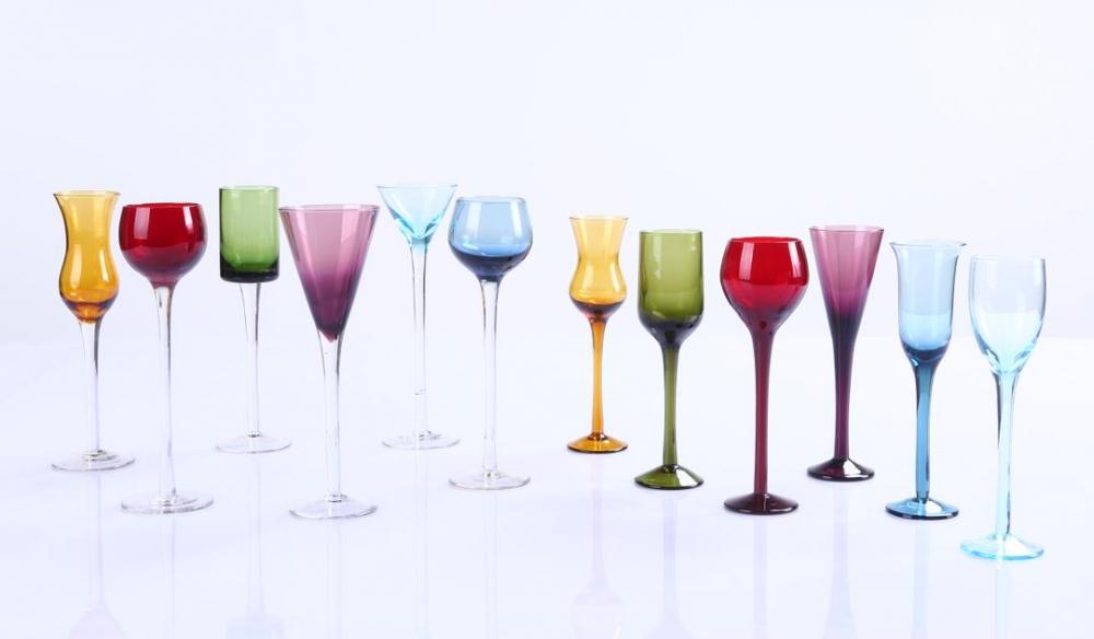 Br 9127long Stem Liqueur Shot Glasses Set Wholesale Various Shape Colored Wine Glasses Goblets