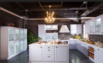 Island Shape Frosted Door of Acrylic Kitchen Cainet