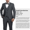 WYWK Men's 3-Piece Suit Prom Wedding Set-Dark Grey-S