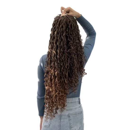 Goddess faux locs crochet hair River Locs with curly hair Pre Looped Long Braid Synthetic Braids Extensions Dreadlock