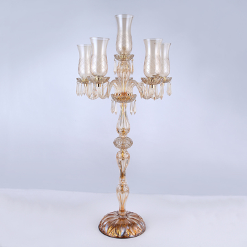 Gold 5 Arms Crystal Candelabra - Wedding Party Table Centerpieces