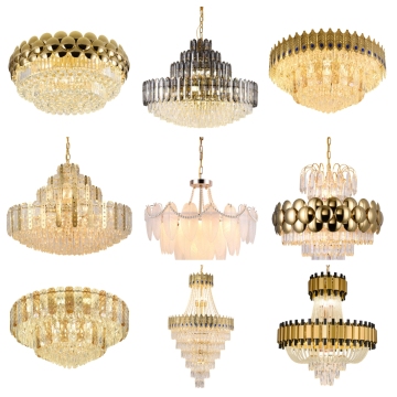 Luxury Nordic Modern LED Chandelier K9 Crystal Gold Pendant Light