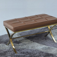 Leather top stainless steel leg bench