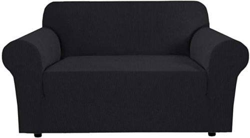 Penutup sofa bertekstur hitam Twill Stretch