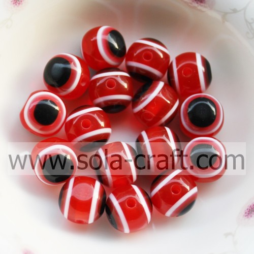 Μόδα Κόκκινο Γούρι 12MM 500Pcs Cat&#39;s Eye Style Resin Opal Μενταγιόν Στρογγυλό Χάντρες Πολύτιμο Βραχιόλι