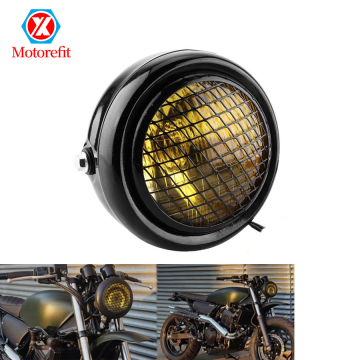 Vintage 6.5" Amber Bullet Halogen Headlight with Grille for Bobber Cafe Racer Cruiser