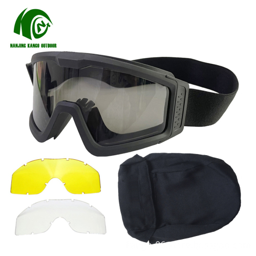 Custom OEM Explosion-Proof Goggles with 3 Lenses PC UV400 Tactical Sunglasses