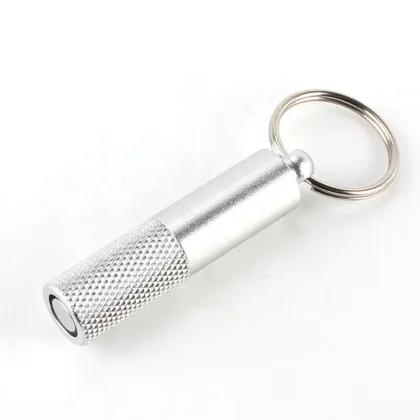Stainless Steel Cigar Punch Cutter with Rolling Design and Keychain Ring