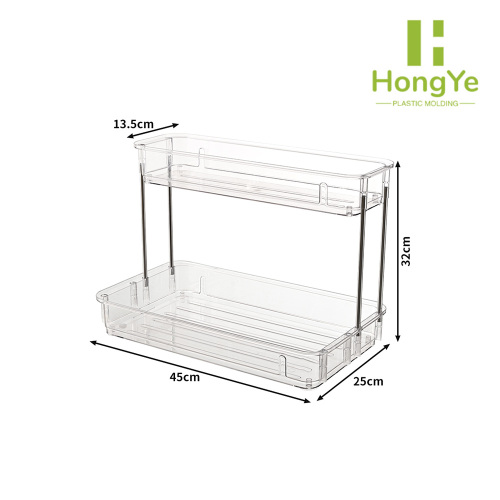 Estante de almacenamiento de plástico de 2 niveles con bote de basura