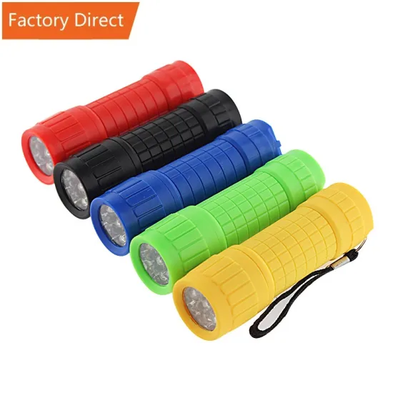 Mini 9 LED Flashlights: Promotional Cob Flashlight with Rubber Coating