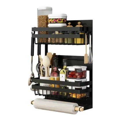 HONGDEC Black Kitchen Storage Rack Rustproof Kitchen Storage Shelf