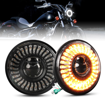 50W Hi Lo Beam LED Headlight with Turn Signal and DRL for Peterbilt Motorcycle