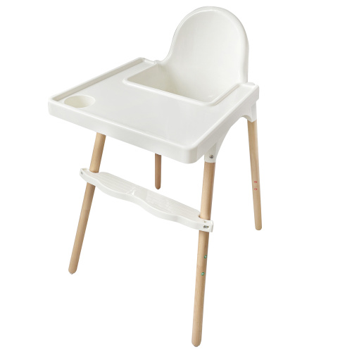 Chaise haute en bois avec pieds réglables pour enfants