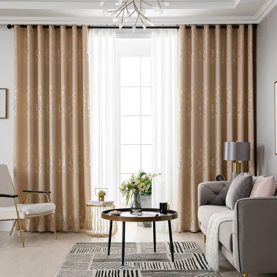Customizable Extra Long Home Living Room Elegant Jacquard Window Curtains with Modern European Luxury Curtain Rod Set