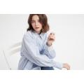 Poplin blouse white blue stripe shirt