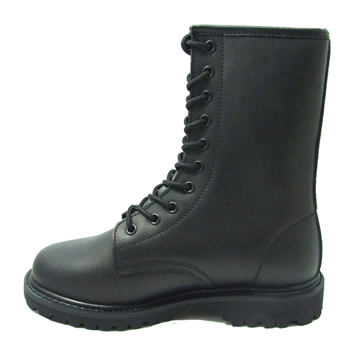 Classical Design Black Genuine Cow Leather Military Combat Boots
