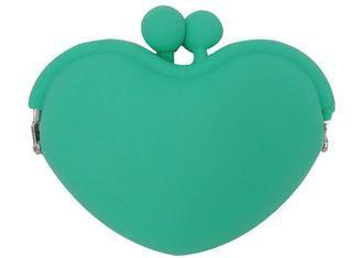 Small Heart Soft Silicone Coin Pouch Wallet For Girls , Gre