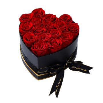 Coffret Coeur de 16 Roses Rouges Conserves