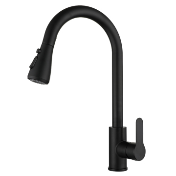 Stainless Steel Black Kitchen Sink Faucet with Pull Down Sprayer and Rotatable Single Handle