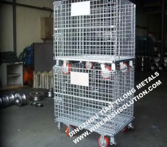 Welded Storage Metal Pallet Cage with Wheel
